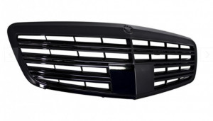 Pachet Exterior Complet compatibil cu Mercedes W221 2005-2011 S65 Design cu Grila Centrala Negru Lucios si Praguri Laterale - Img 7