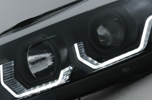 Set faruri 3D LED Angel Eyes compatibil cu BMW Seria 3 Limousine E90 Touring E91 2005-2008 LHD Negru - Img 3