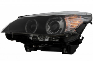Set faruri Angel Eyes CCFL compatibil cu BMW Seria 5 E60 E61 2003-2004 Negru LCI Look pentru Xenon D2S - Img 3