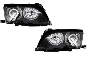 Set faruri Angel Eyes compatibil cu BMW Seria 3 E46 2001-2004 Black Edition