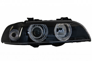 Set faruri Angel Eyes compatibil cu BMW Seria 5 E39 Sedan Touring 1996-2003 Editie Negru Gri - Img 2