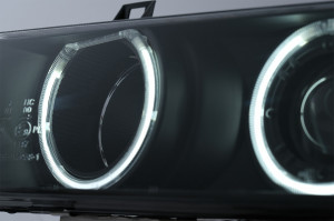 Set faruri CCFL Angel Eyes compatibil cu BMW Seria 3 E36 Sedan Touring Compact 1990-1999 Negre - Img 3