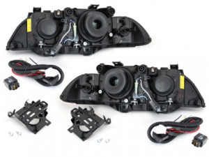 Set faruri compatibil cu BMW Seria 5 E39 1995-2003 Angel Eyes Crom - Img 2