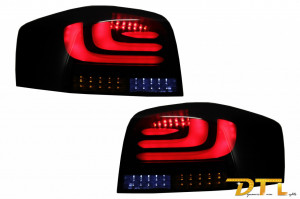 Stopuri Full LED carDNA compatibil cu AUDI A3 8P1 Hatchback 2003-2008 Negru/Fumuriu Semnal Dinamic Secvential