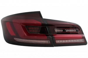 Stopuri LED compatibil cu BMW Seria 5 F10 2011-2017 Rosu Fumuriu cu Semnal Dinamic Secvential - Img 2