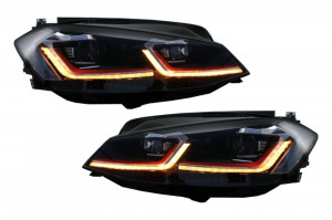 Bara Fata cu Grile Proiectoare ceata LED si Faruri LED compatibil cu VW Golf VII 7.5 2017-> GTI Look - Img 5