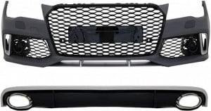 Bara Fata & Difuzor Bara Spate cu Ornamente Evacuare compatibil cu AUDI A7 4G 2a7010-2014 RS7 Design