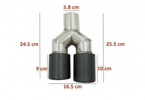 Bara Spate cu Toba Ornament Evacuare Fibra Carbon Mat Orificiu de admisie 5.8 cm Partea Stanga compatibil cu BMW Seria 5 F10 2011-> M-Technik Design - Img 3