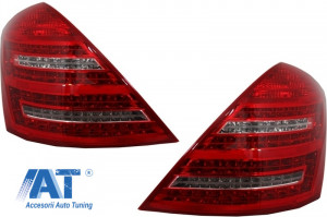 Bara Spate Mercedes S-Class W221 2005-2011 cu Ornamente pentru evacuare si Stopuri LED - Img 8