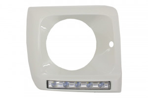 Carcasa faruri Alb cu Lumini de zi dedicate LED DRL compatibil cu Mercedes G-class W463 1989-2012 G65 Design Chrome - Img 3