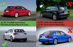 Difuzor Bara Spate compatibil cu Audi A3 8V Facelift 2016-2019 Hatchback Sportback Bara S-Line S3 Design - Img 8