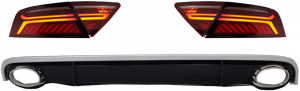 Difuzor Bara Spate cu Ornamente Evacuare si Stopuri LED compatibil cu AUDI A7 4G 2010-2014 RS7 Design