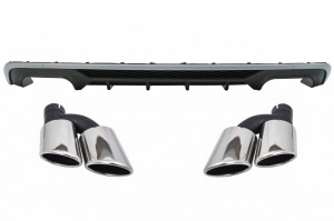 Difuzor Bara Spate cu Ornamente toba compatibil cu Audi A3 8V Facelift Hatchback Sportback (2016-2019) S3 Design pentru Bara Standard