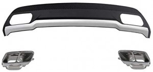 Difuzor Bara Spate cu Ornamente toba si Stickere Negre compatibil cu Mercedes W176 A-Class 2012-2018 Sport Pack - Img 2