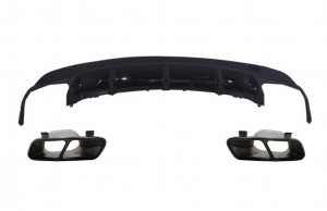 Difuzor Bara Spate cu Ornamente Tobe Negru compatibil cu Mercedes CLA W117 X117 2013-2018 Sport Pack