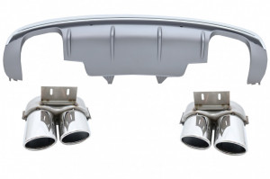 Difuzor Bara Spate Evacuare Dubla compatibil cu AUDI Q5 8R Facelift 2013-2016 Bara S Line