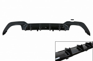 Difuzor Bara Spate Evacuare Dubla compatibil cu BMW Seria 3 G20 G28 Sedan G21 Touring 2019-> M340i M Look Negru Lucios - Img 2