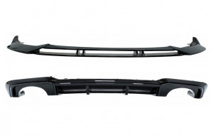 Difuzor Bara Spate Negru Lucios si Prelungire Bara Fata Lip compatibil cu Audi A3 8V Facelift 2017-2019 Sedan Cabrio RS3 Design doar pentru bara S-Line
