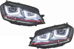 Faruri 3D LED compatibil cu VW Golf 7 VII 2012-2017 R20 GTI Design Semnal Dinamic LED - Img 3