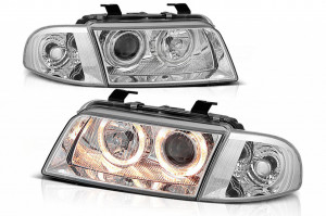 Faruri Angel Eyes compatibil cu Audi A4 B5 1995-1999 Negru