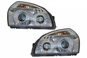 Faruri Angel Eyes compatibil cu Hyundai Tucson 2004-2010 Crom