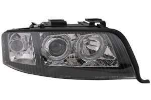Faruri Angel Eyes Xenon compatibil cu A6 4B C5 2001-2004 LHD sau RHD Negru - Img 2