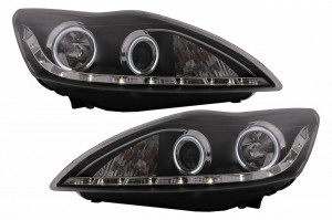Faruri CCFL LED DRL Angel Eyes compatibil cu Ford Focus II Facelift 2008-2010 Negru