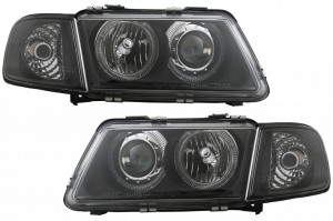 Faruri compatibil cu Audi A3 8L 1996-2000 Angel Eyes Negru - Img 3