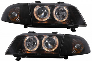 Faruri compatibil cu Audi A4 B5 1994-1998 Angel Eyes Negru