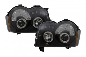 Faruri compatibil cu Jeep Grand Cherokee WH 2005-2008 Angel Eyes Negru