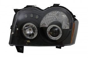 Faruri compatibil cu Jeep Grand Cherokee WH 2005-2008 Angel Eyes Negru - Img 2