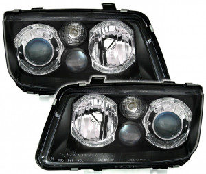 Faruri compatibil cu VW Bora 1998-2005 Angel Eyes Negru