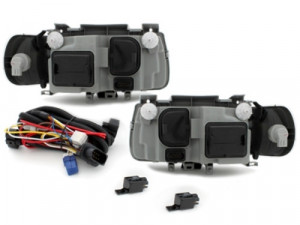 Faruri compatibil cu VW Polo 6N (10.1994-09.1999) Angel Eyes Negru - Img 2