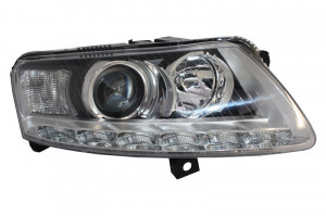 Faruri DRL Xenon compatibil cu Audi A6 C6 4F 2004-2008 Fara AFS Chrome - Img 3