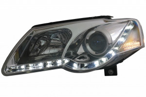 Faruri LED compatibil cu VW Passat B6 3C 2005-2010 Fundal Crom - Img 2