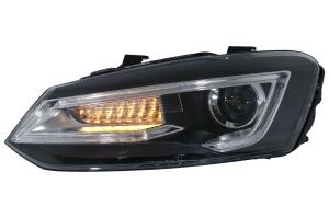 Faruri LED compatibil cu VW Polo MK5 6R 6C 61 (2011-2017) RHD Devil Eye Look - Img 2