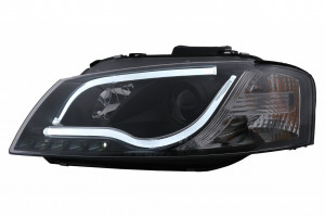 Faruri LED DRL compatibil cu Audi A3 8P 2003-2008 Negru - Img 2
