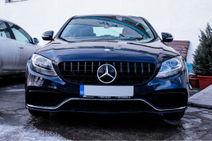 Grila Centrala compatibil cu MERCEDES C-Class W205 S205 A205 C205 2014-2018 GT-R Panamericana Design Negru Fara Camera - Img 4