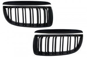 Grile Centrale Duble compatibil cu BMW Seria 3 E90 E91 Pre-LCI 2004-2008 M-Design Negru Lucios - Img 2