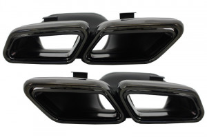 Ornamente tobe compatibil cu sistemul de evacuare Mercedes Benz S-Class W222 E-Class W212 S212 Facelift CLS W218 SL-Class R231 E63 S65 SL65 A-Design Negre