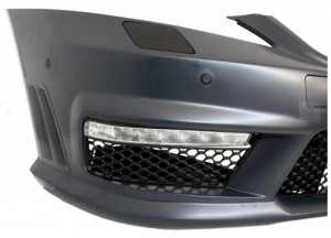 Pachet Exterior Complet compatibil cu Mercedes W221 2005-2011 S65 Design cu Grila Centrala Negru Lucios si Praguri Laterale - Img 4