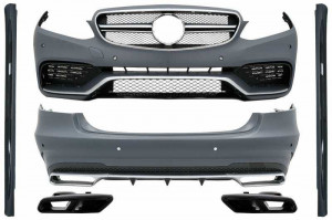 Pachet Exterior Complet cu Ornamente Evacuare Negre compatibil cu Mercedes E-Class W212 Facelift 2013-2016 E63 Design