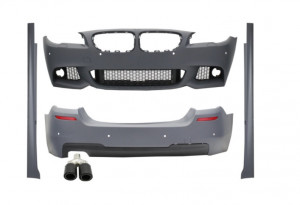 Pachet Exterior cu Toba Ornament Evacuare Fibra Carbon Mat Orificiu de admisie 5.8 cm Partea Stanga compatibil cu BMW Seria 5 F10 2011-2014 M-Technik Design