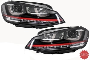 RHD Faruri 3D LED compatibil cu VW Golf 7 VII (2012-2017) R20 GTI Design Semnal Dinamic LED