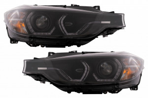 Set faruri Angel Eyes compatibil cu BMW 3 Series F30 F31 Sedan Touring 2011-2015 Negru