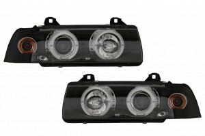 Set faruri compatibil cu BMW E36 1990-1999 Angel Eyes Black