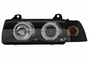 Set faruri compatibil cu BMW E36 1990-1999 Angel Eyes Black - Img 3
