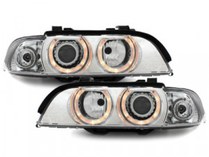 Set faruri compatibil cu BMW Seria 5 E39 1995-2003 Angel Eyes Crom - Img 3