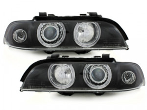 Set faruri compatibil cu BMW Seria 5 E39 1995-2003 Angel Eyes H7/H7 Negru