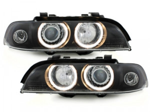 Set faruri compatibil cu BMW Seria 5 E39 1995-2003 Angel Eyes H7/H7 Negru - Img 2